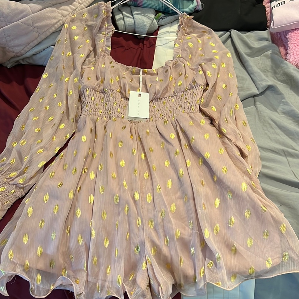 Express Foiled Dot Long Sleeve Romper